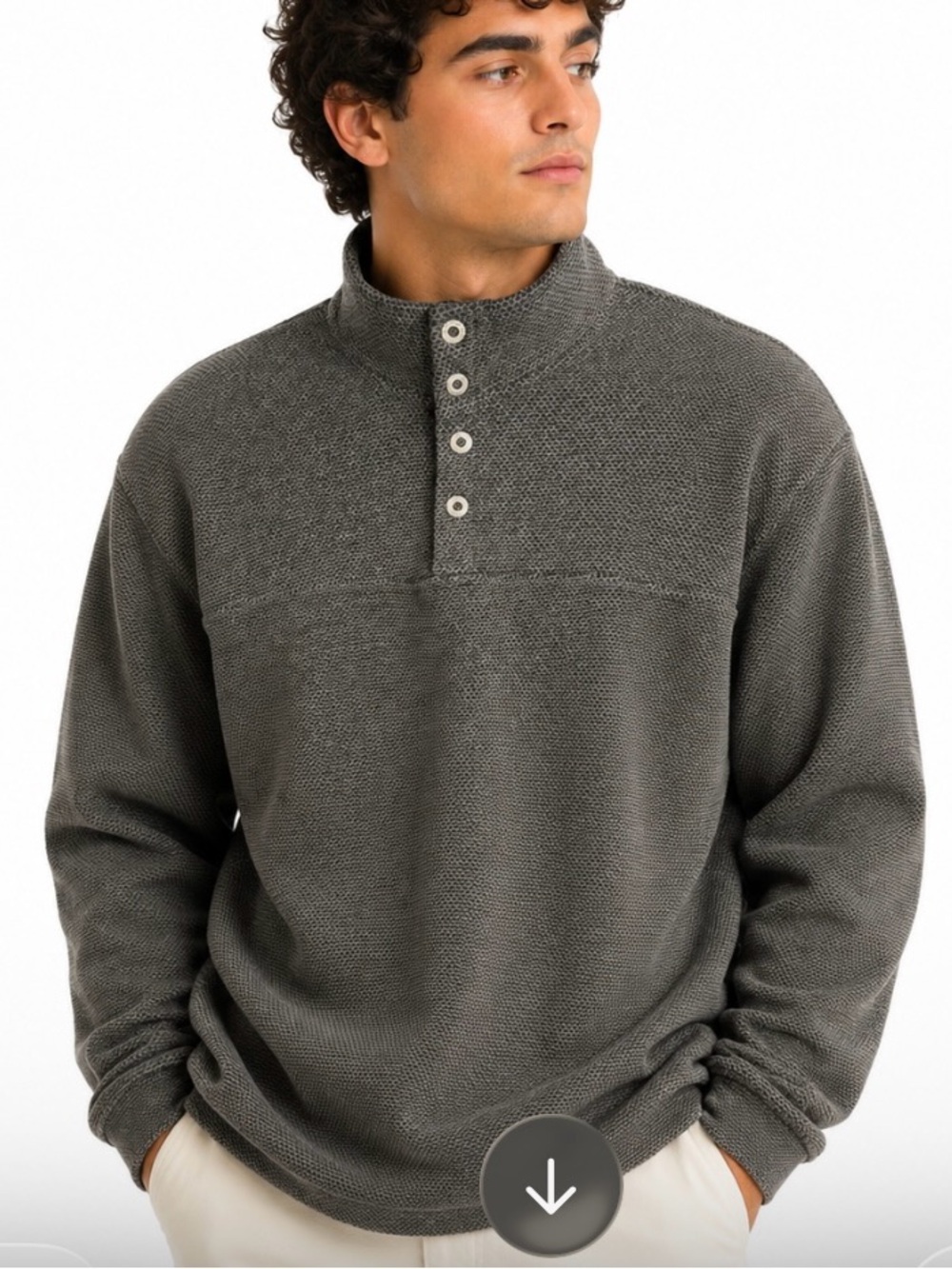 RED HEAD Textured Dark Gray Button-Neck Pullover size small